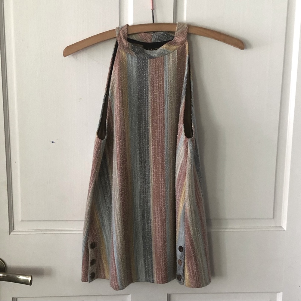 Pastel trapeze halter neck button side top